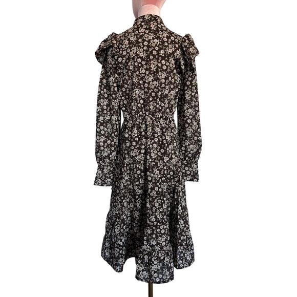 NWT Area Stars Demure Floral Dress "Pearl" Buttons A-Line Tiered Ruffle Skirt XS - Picture 2 of 9